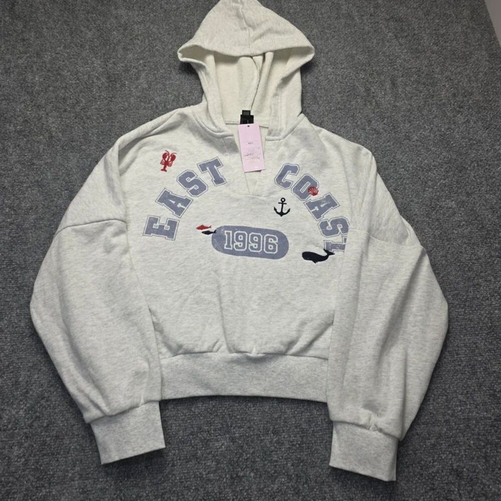 Wild Fable Women’s East Coast 1996 Nautical Cropped Hoodie Gray XXS